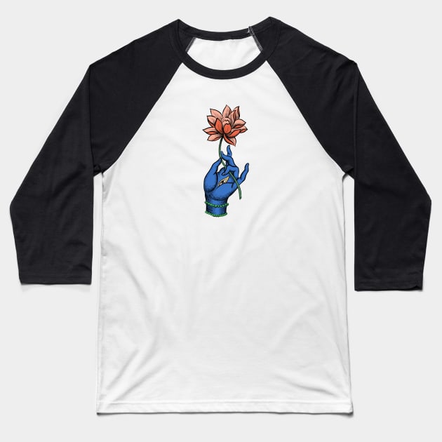 Lotus hand Baseball T-Shirt by leojohnart@gmail.com